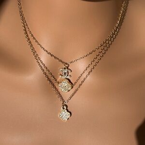 Gold & Rhinestone Multilayered Necklace